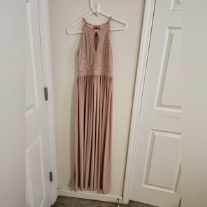 Sleeveless Lace Bodice Maxi Dress in Dusty Rose